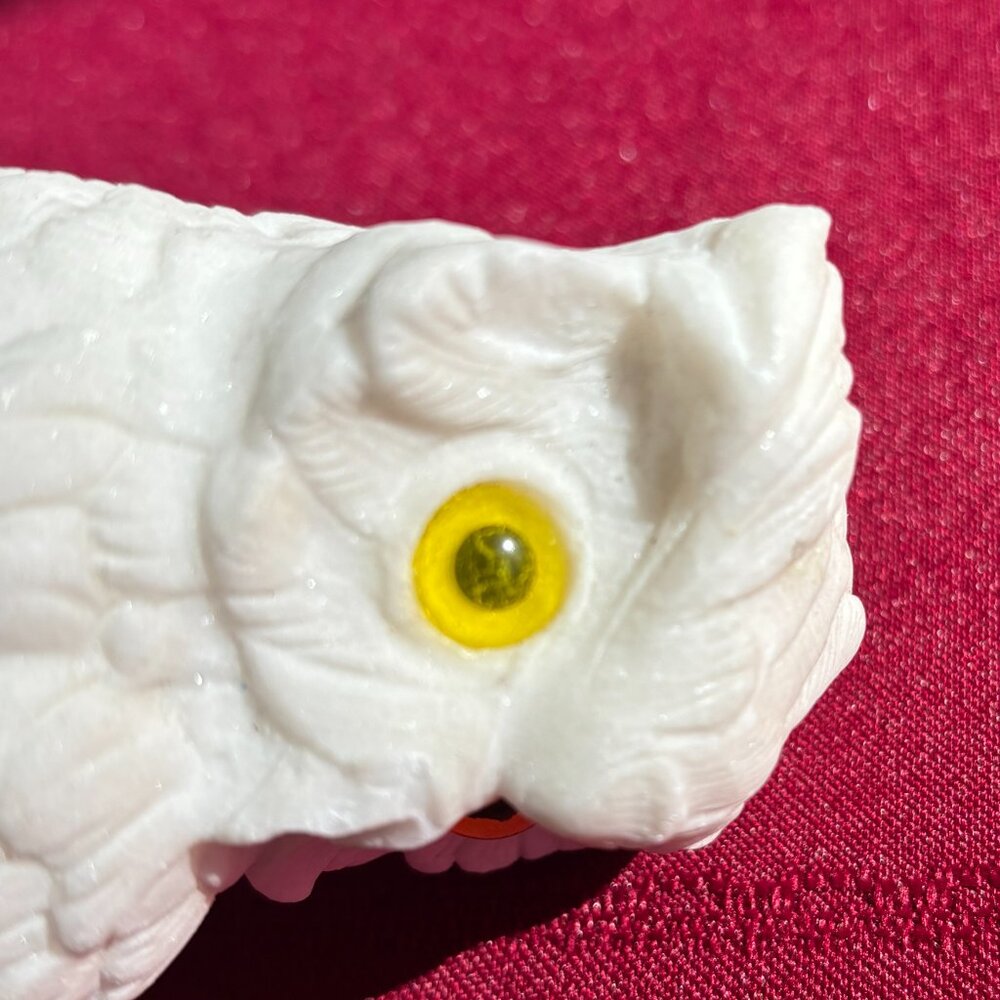Vintage Pair Norleans White Alabaster Owls Handmade in Italy Figurine - Picture 9 of 12